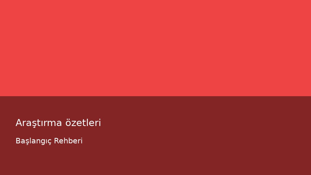 Araştırma özetleri - Başlangıç Rehberi
