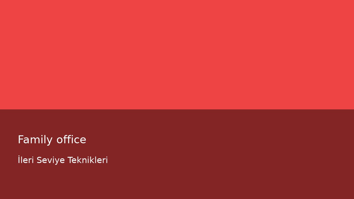 Family office - İleri Seviye Teknikleri