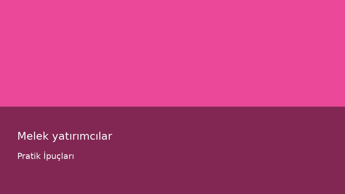 Melek yatırımcılar - Pratik İpuçları
