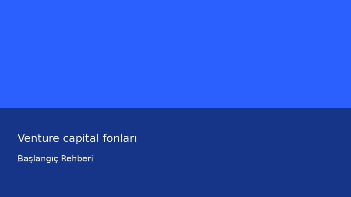 Venture capital fonları - Başlangıç Rehberi