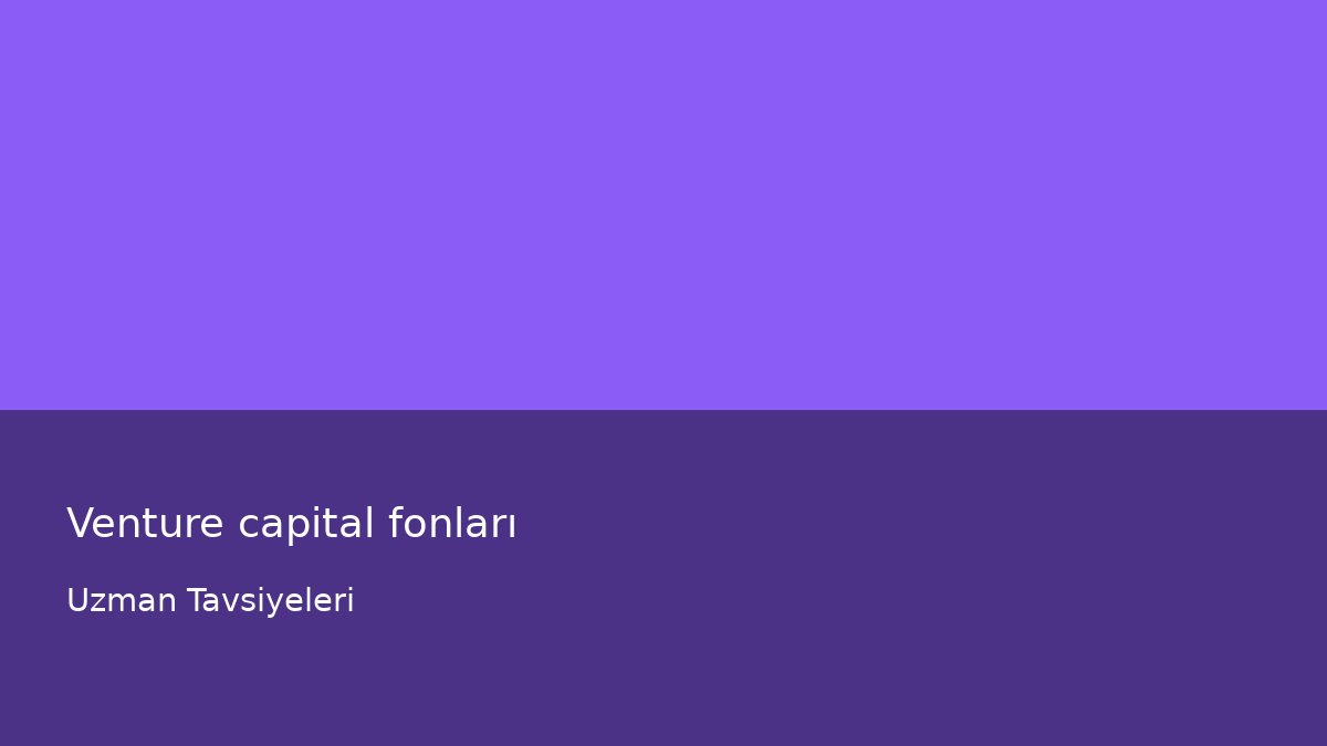 Venture capital fonları - Uzman Tavsiyeleri